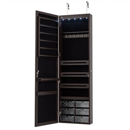 Door Hanging Mirror Jewelry Armoire, Full Length Mirror, 6 Drawers, Brown Jewelry Armoires at Gallery Canada