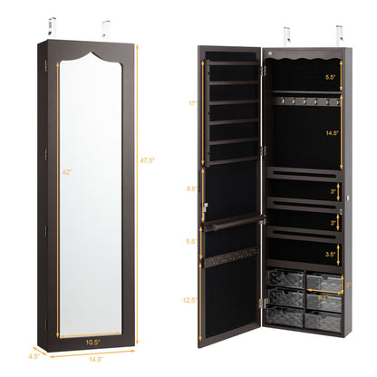 Door Hanging Mirror Jewelry Armoire, Full Length Mirror, 6 Drawers, Brown Jewelry Armoires at Gallery Canada