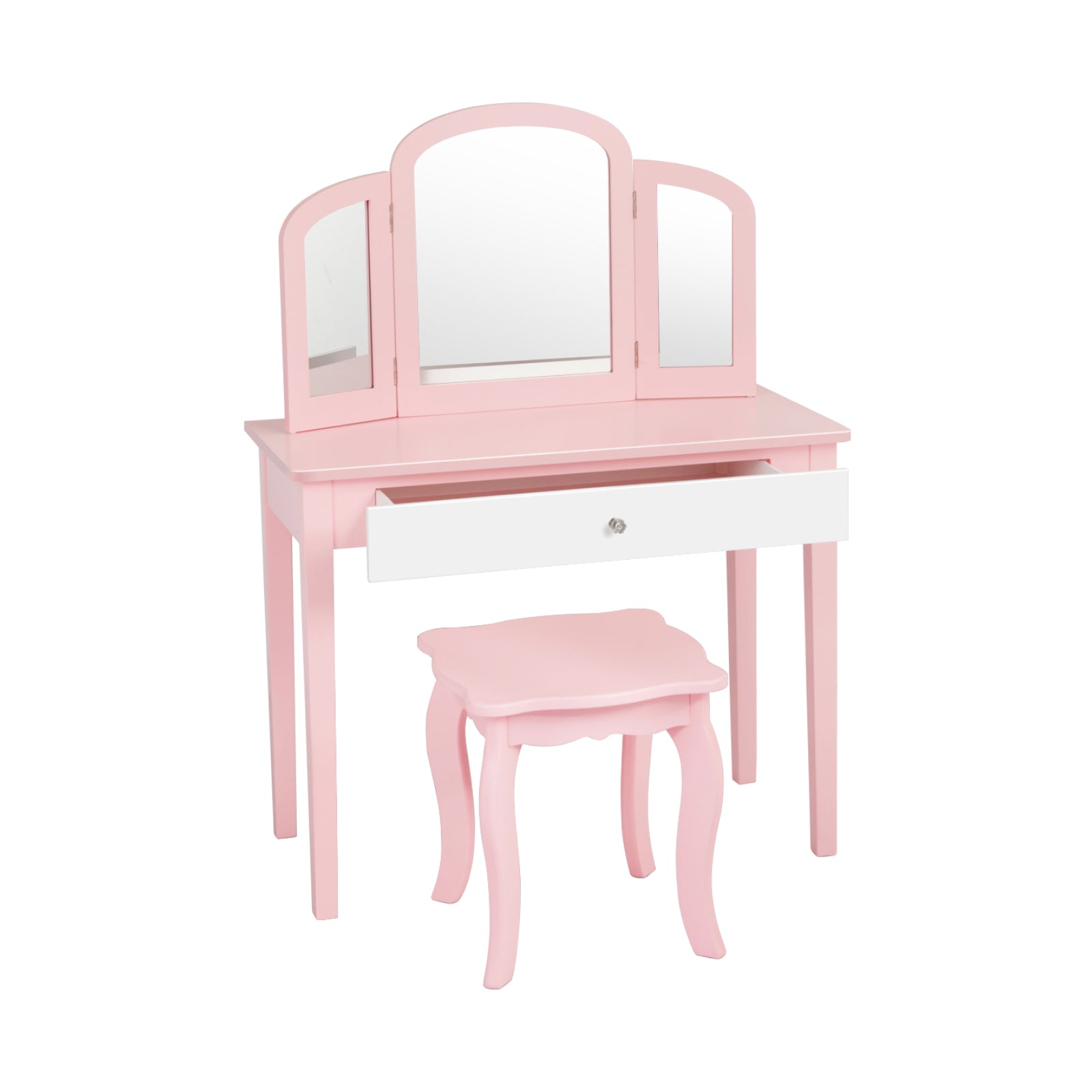 Kids Princess Makeup Dressing Table With Tri-Folding Mirror, Chair, Pink Kids Vanities at Gallery Canada