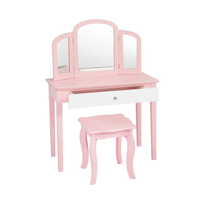 Kids Princess Makeup Dressing Table With Tri-Folding Mirror, Chair, Pink Kids Vanities at Gallery Canada