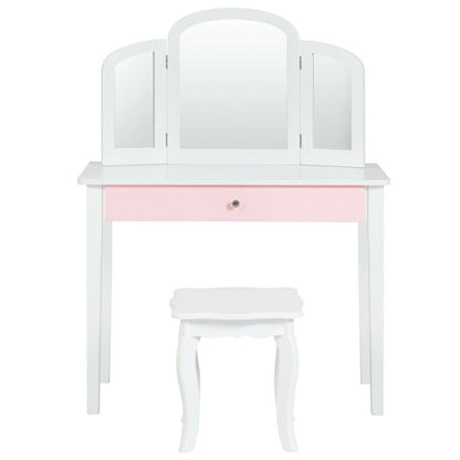 Kids Princess Makeup Dressing Table, Tri-Folding Mirror, Chair, White Kids Vanities at Gallery Canada
