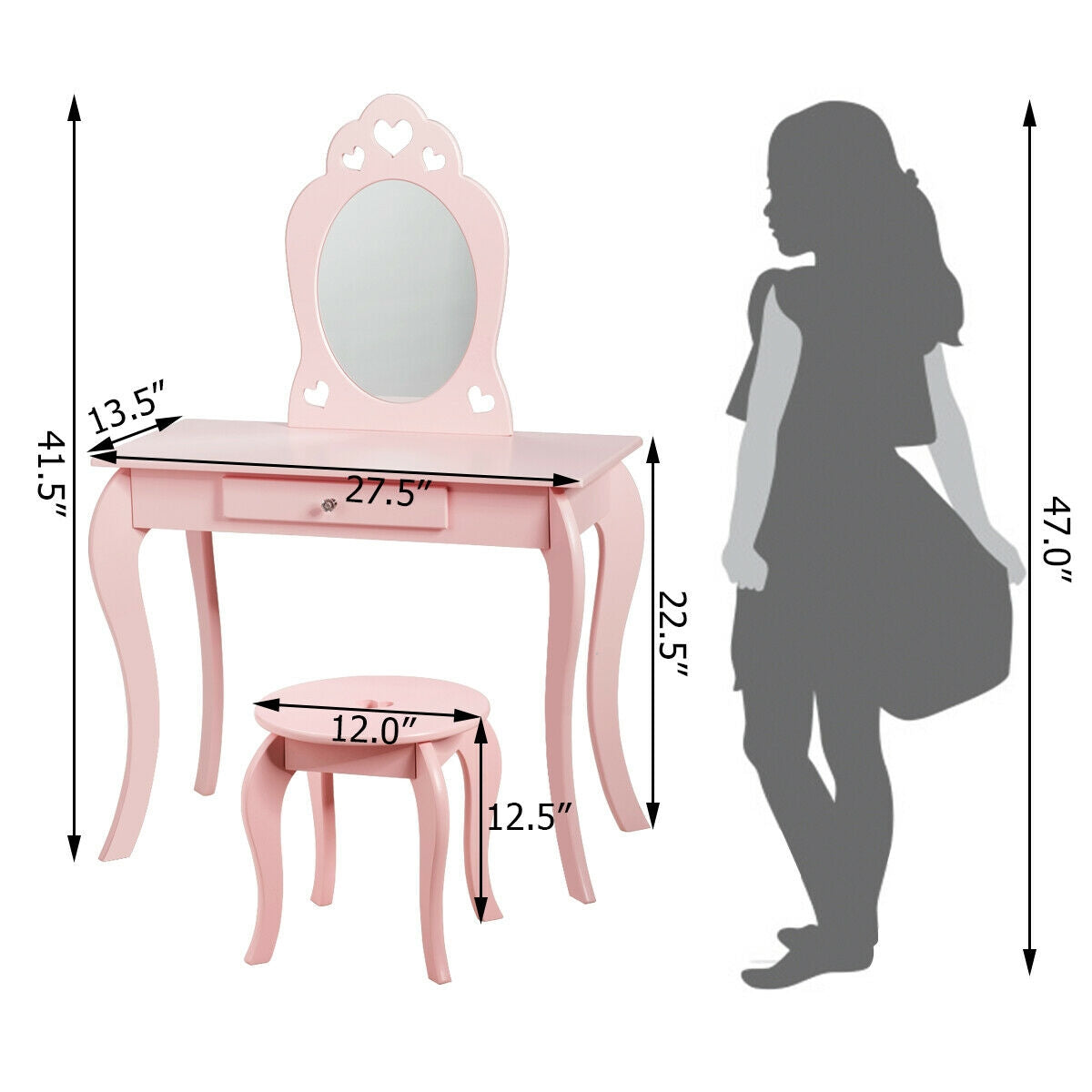 Kids Princess Makeup Dressing Play Table Set, Pink Makeup Vanities at Gallery Canada