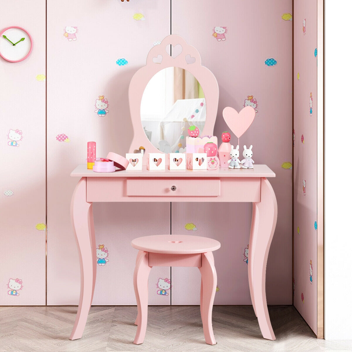 Kids Princess Makeup Dressing Play Table Set, Pink Makeup Vanities at Gallery Canada