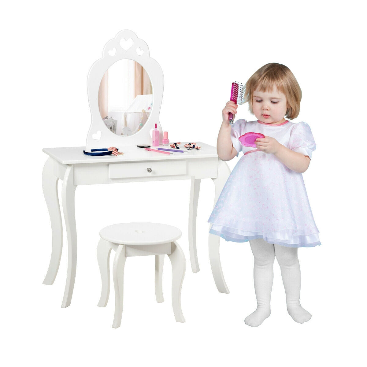 Kids Princess Makeup Dressing Play Table Set, White Makeup Vanities at Gallery Canada