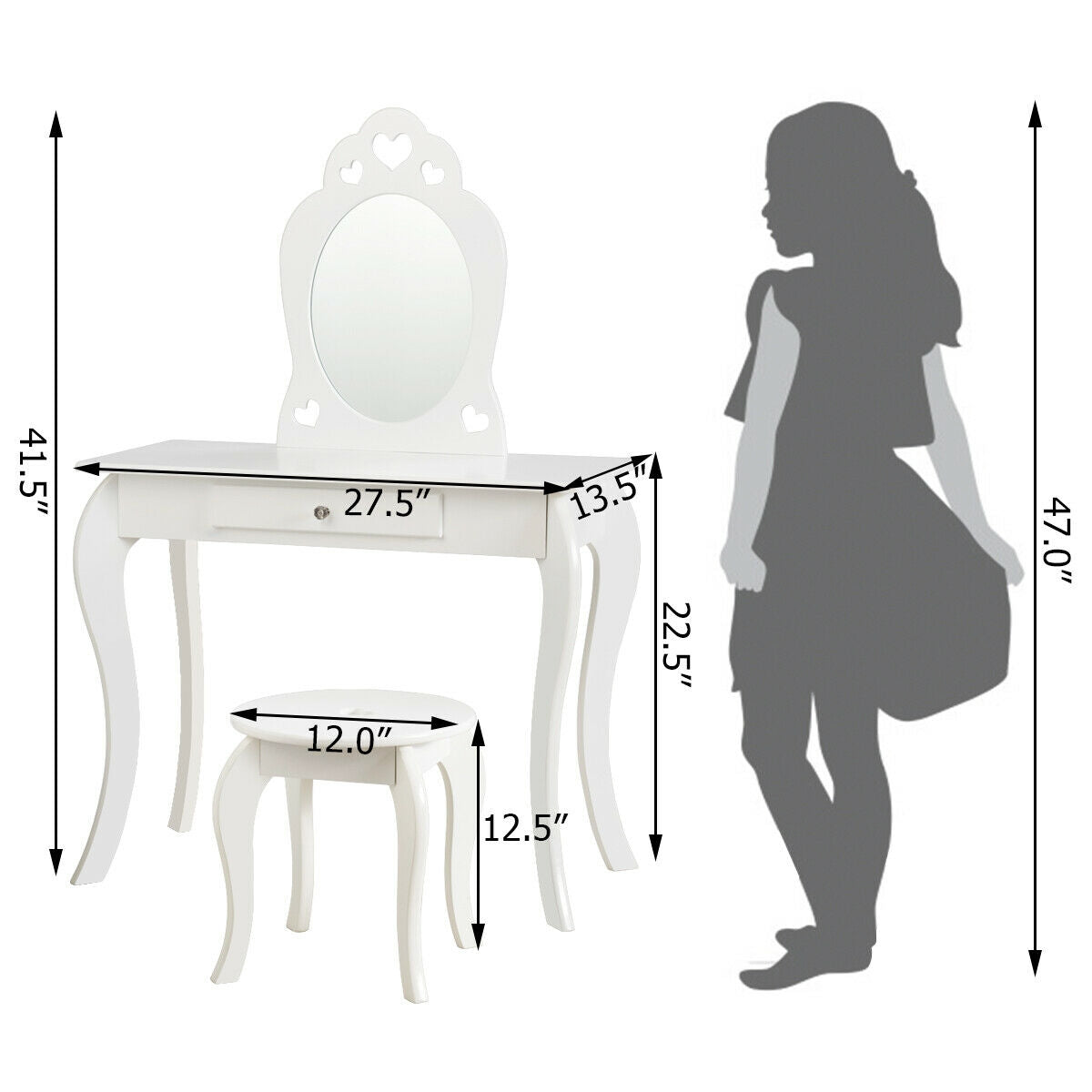 Kids Princess Makeup Dressing Play Table Set, White Makeup Vanities at Gallery Canada
