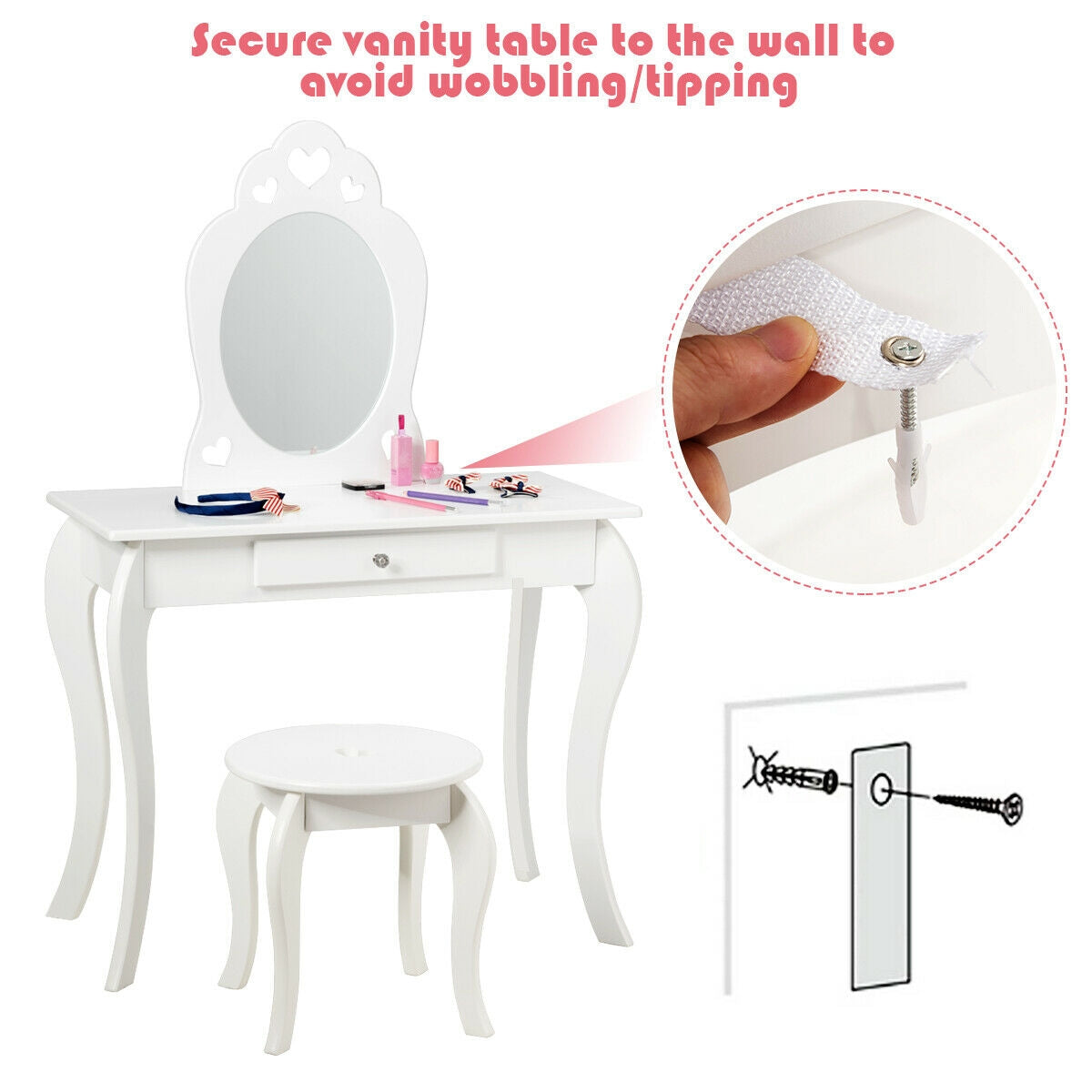 Kids Princess Makeup Dressing Play Table Set, White Makeup Vanities at Gallery Canada