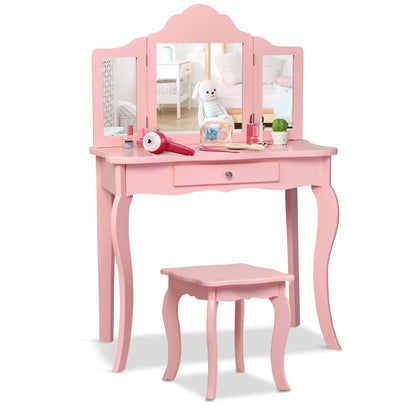 Kids Makeup Vanity Table With Stool, Pink Kids Vanities at Gallery Canada