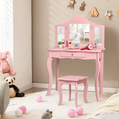 Kids Makeup Vanity Table With Stool, Pink Kids Vanities at Gallery Canada