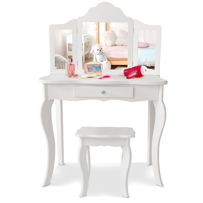 Mini Makeup Vanity Table With Stool Set, White Kids Vanities at Gallery Canada