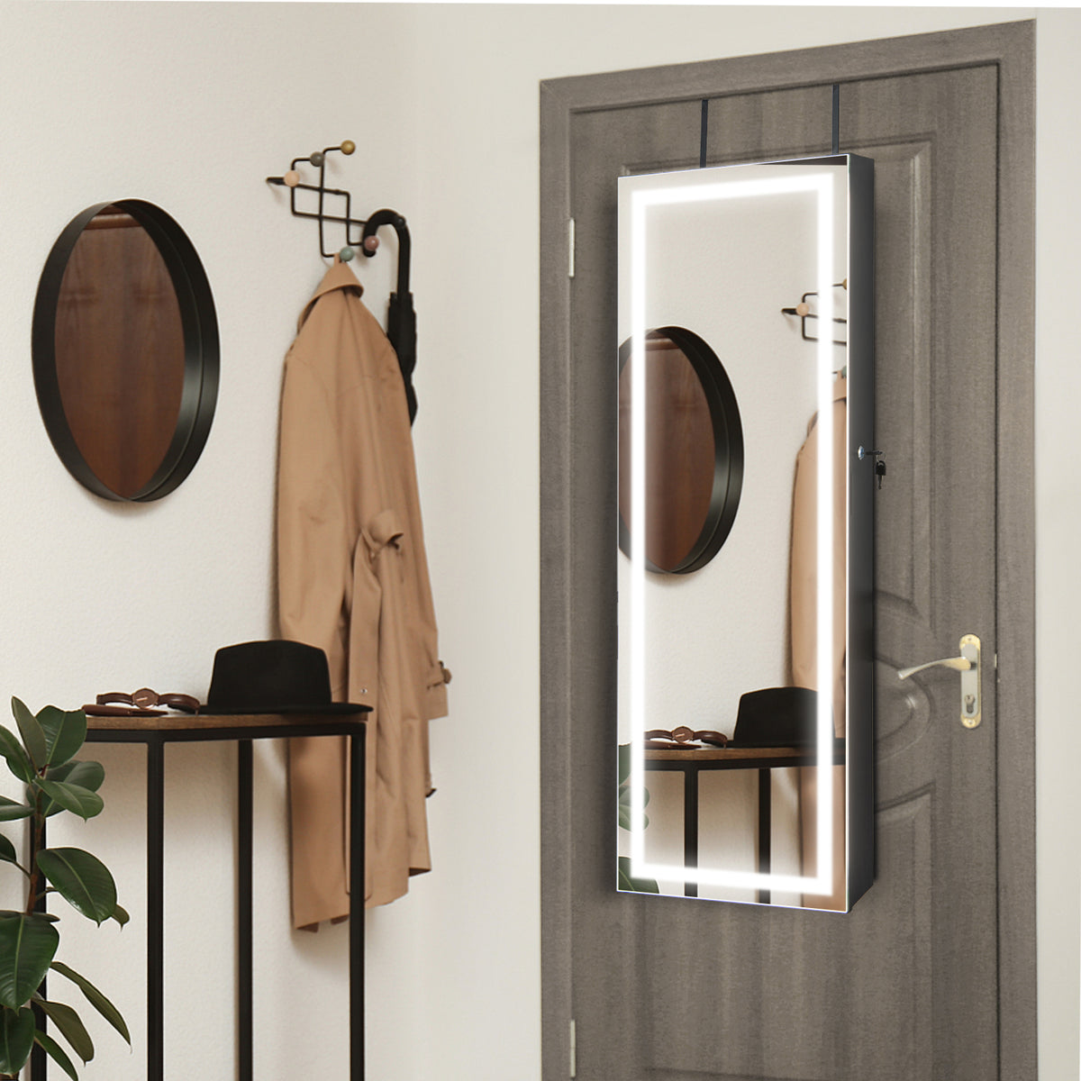 Wall Mount Touch Screen Jewelry Cabinet, Black Jewelry Armoires at Gallery Canada