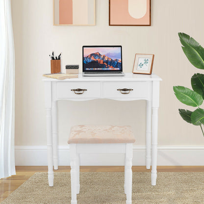 Vanity Set With Tri-Folding Mirror, Drawers, Storage Shelf, White Makeup Vanities at Gallery Canada