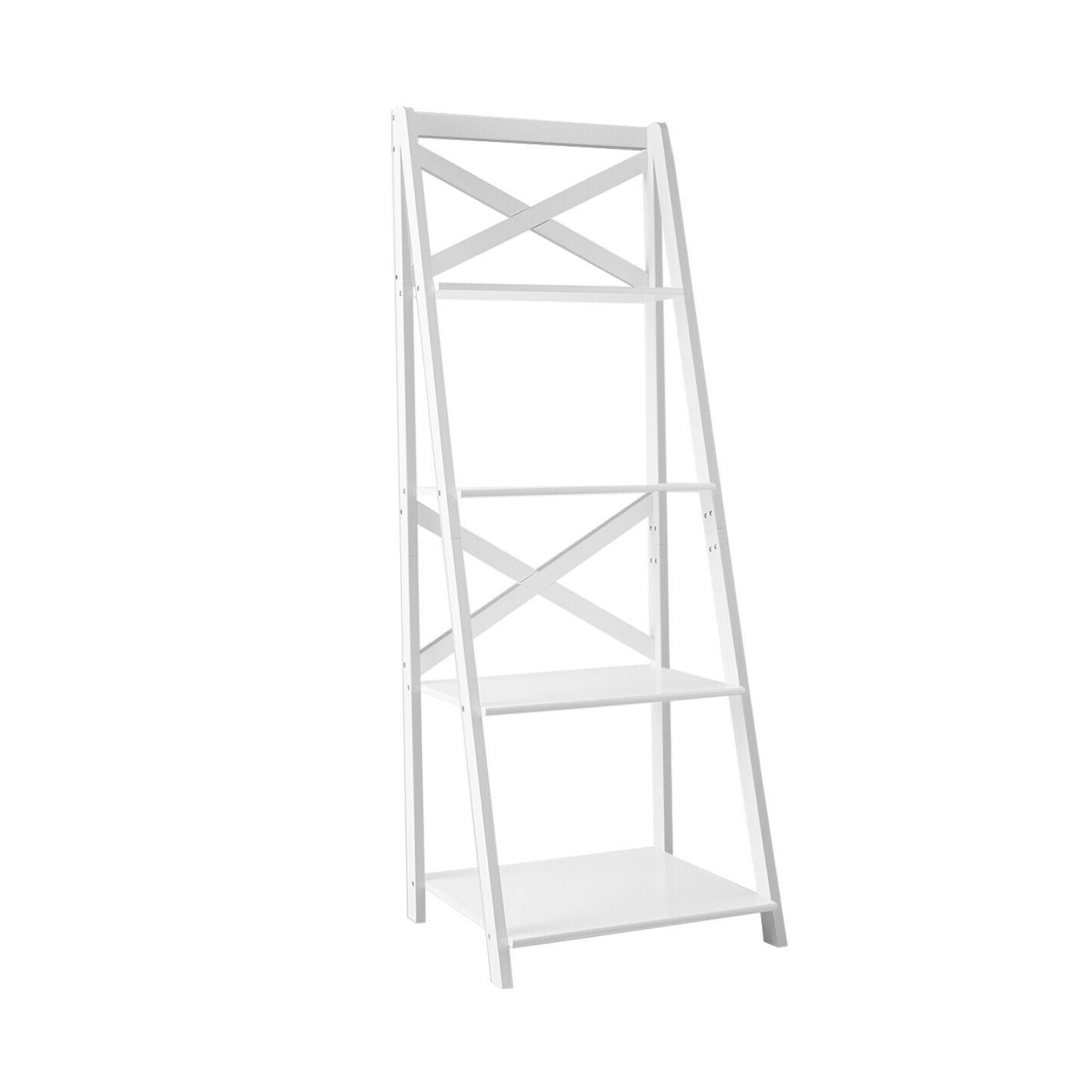4-Tier Leaning Ladder Shelf Bookcase, White Bookcases at Gallery Canada