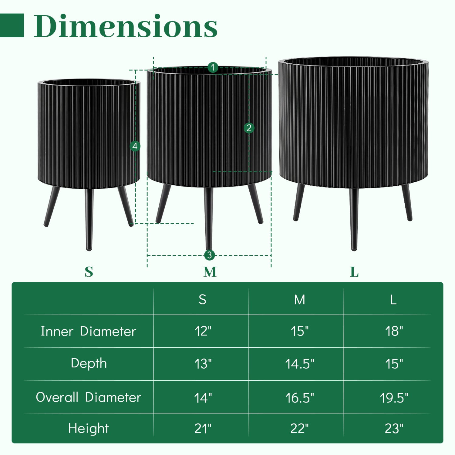 16.5 Inch Plant Pot With Stand, Tapered Legs For Garden Raised Garden Beds at Gallery Canada