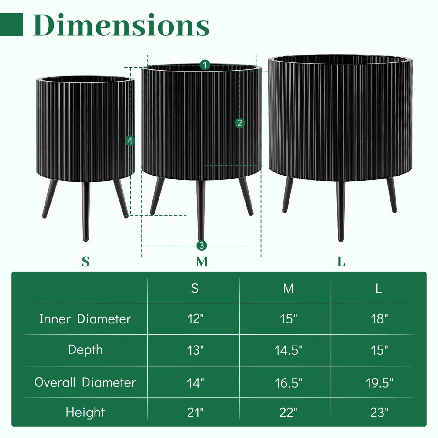 16.5 Inch Plant Pot With Stand, Tapered Legs For Garden Raised Garden Beds at Gallery Canada