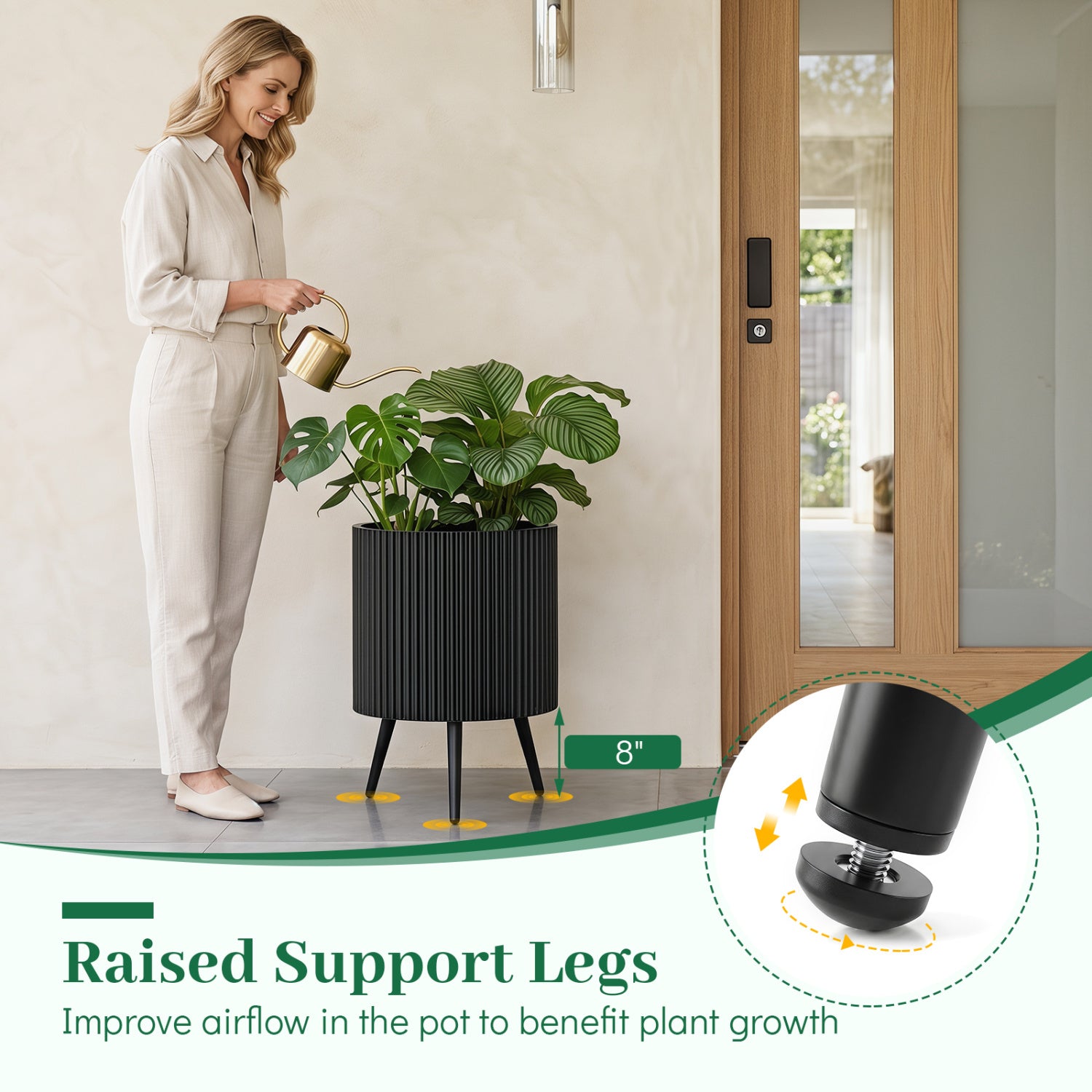 16.5 Inch Plant Pot With Stand, Tapered Legs For Garden Raised Garden Beds at Gallery Canada
