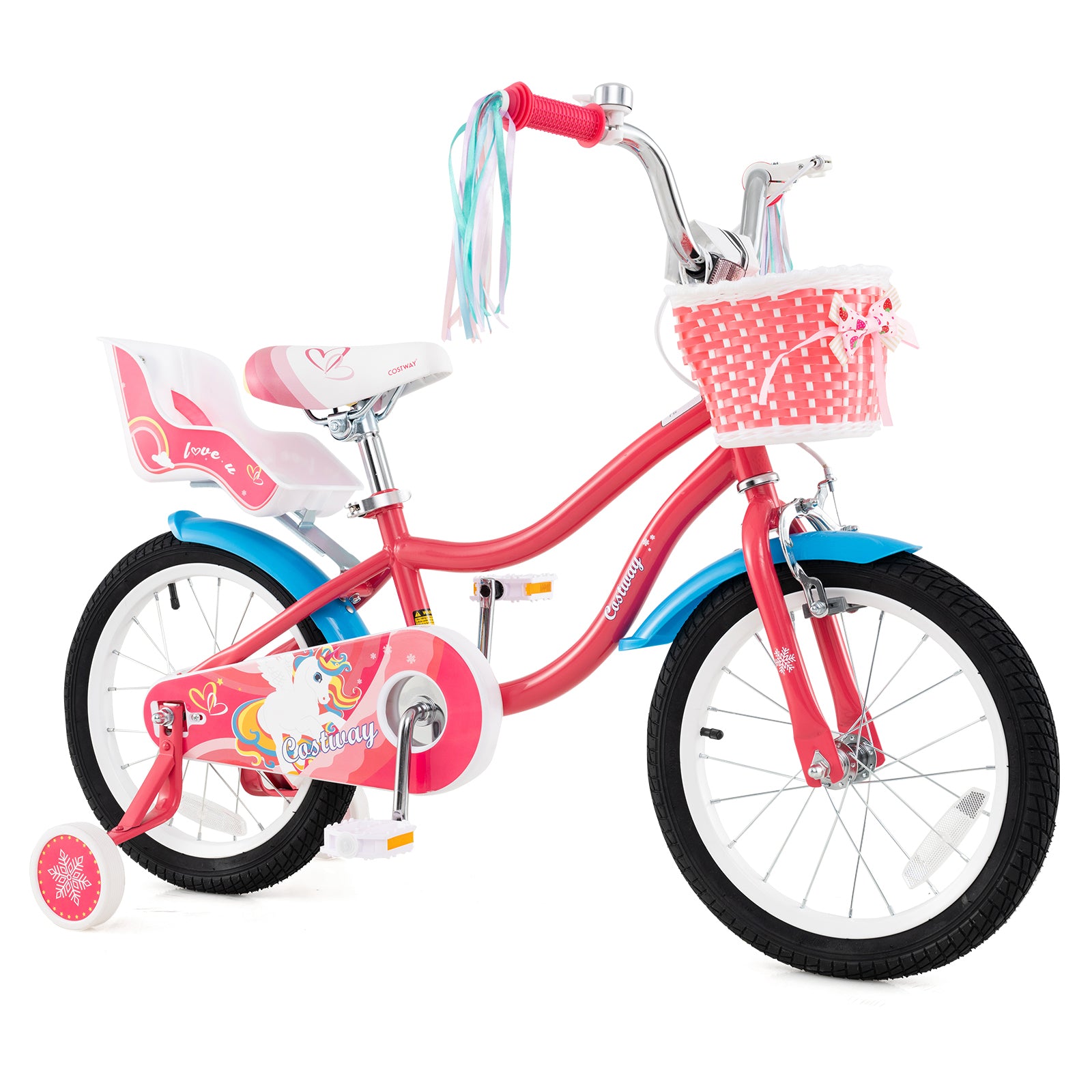 16 Inch Girls Bike, For 4-7 Years Old, With Doll Seat And Training Wheels, Pink Ride On Toys at Gallery Canada