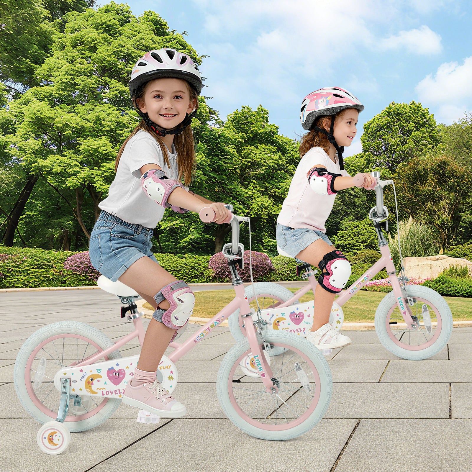 16 Inch Kids Bike Adjustable for 3-8 Years Old Children Pink - Stars & Moon, Pink Kids Bike at Gallery Canada