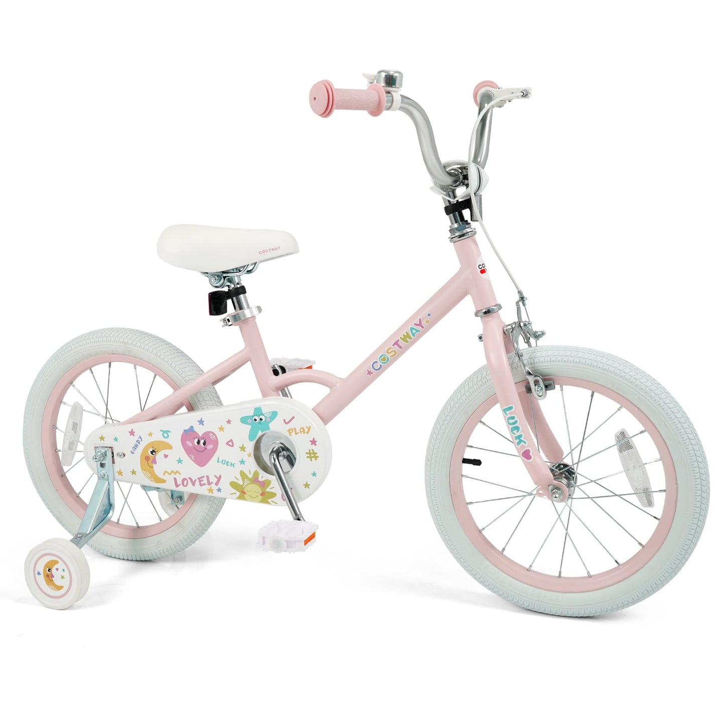 16 Inch Kids Bike Adjustable for 3-8 Years Old Children Pink - Stars & Moon, Pink Kids Bike at Gallery Canada