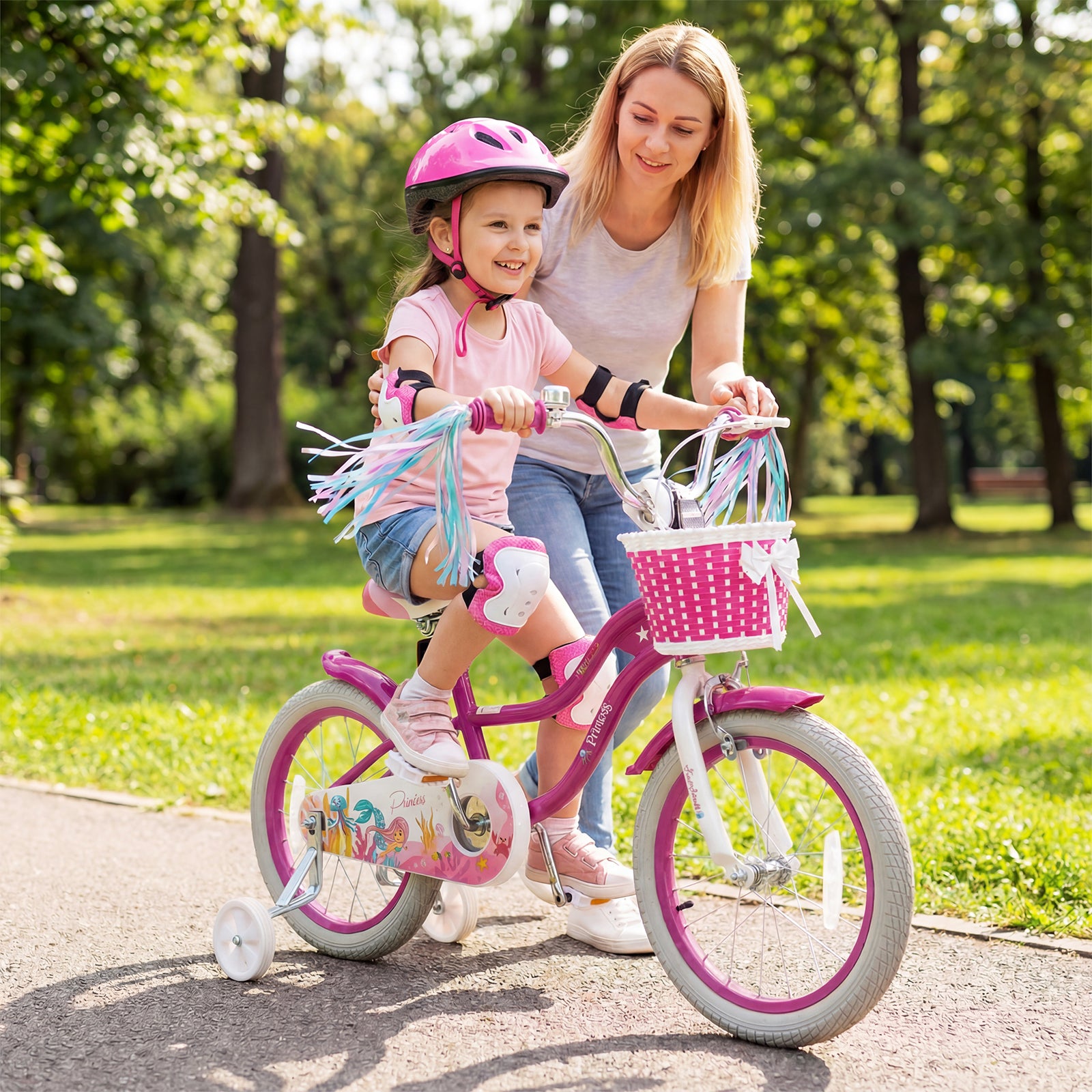 16-Inch Kids Bike Adjustable, Basket, Streamers, Rose Red Kids Bike at Gallery Canada
