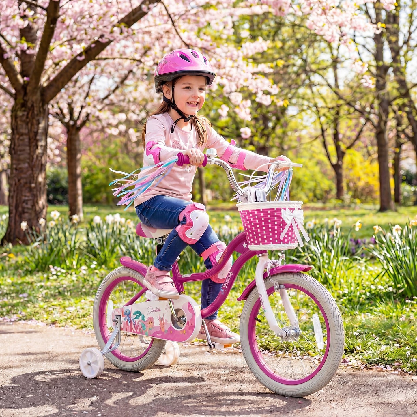 16-Inch Kids Bike Adjustable, Basket, Streamers, Rose Red Kids Bike at Gallery Canada