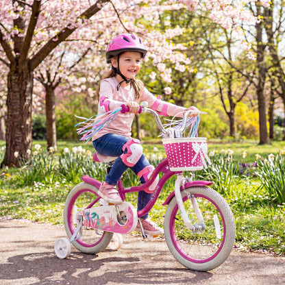 16-Inch Kids Bike Adjustable, Basket, Streamers, Rose Red Kids Bike at Gallery Canada