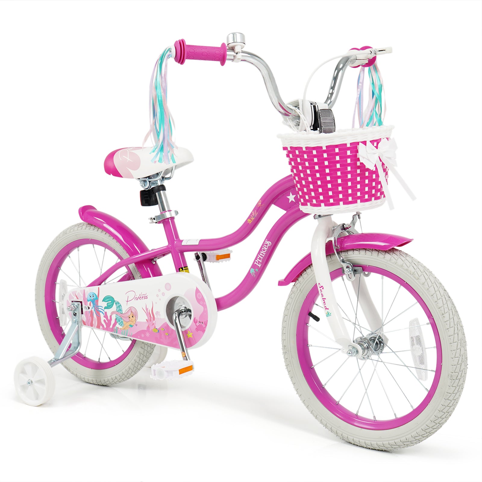 16-Inch Kids Bike Adjustable, Basket, Streamers, Rose Red Kids Bike at Gallery Canada