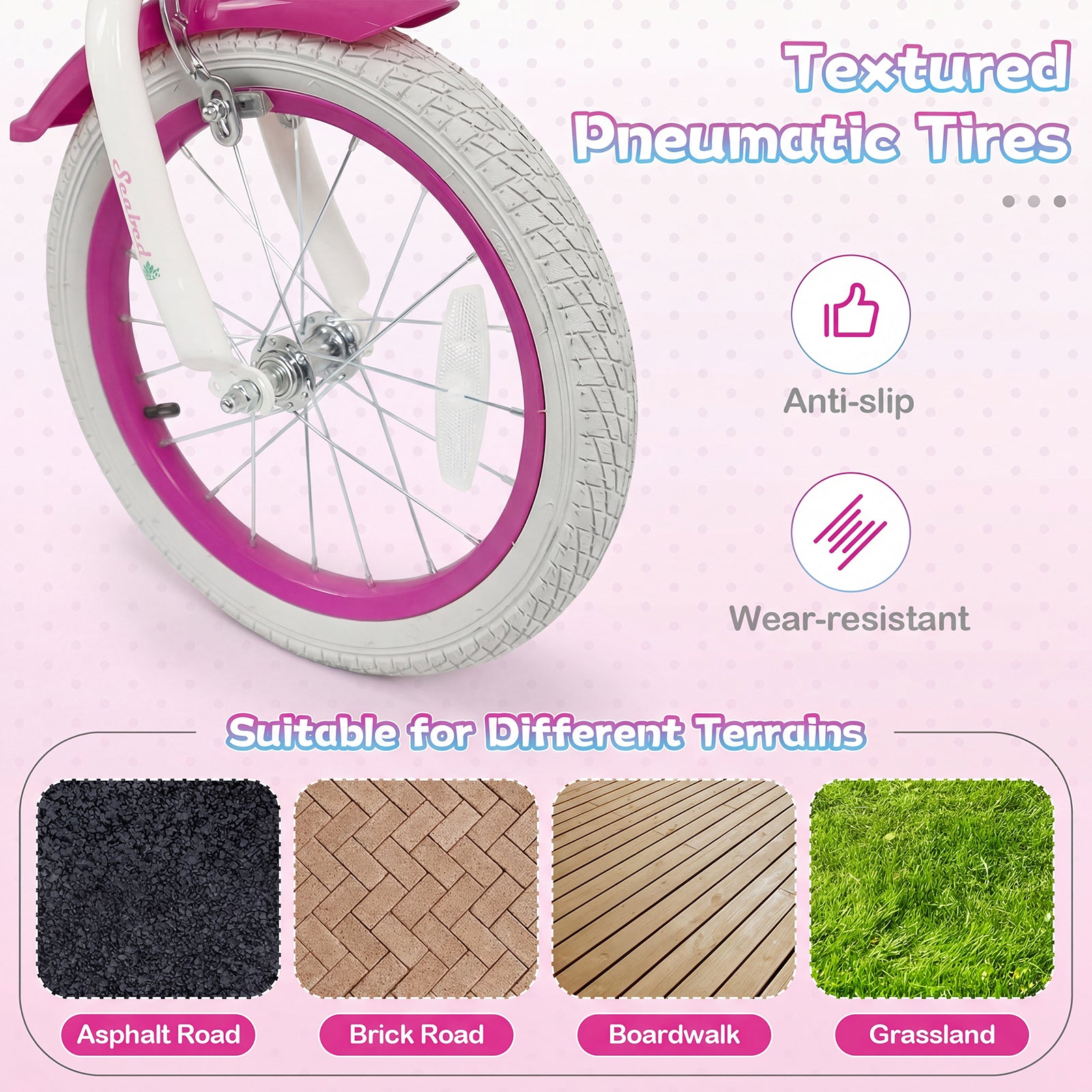 16-Inch Kids Bike Adjustable, Basket, Streamers, Rose Red Kids Bike at Gallery Canada