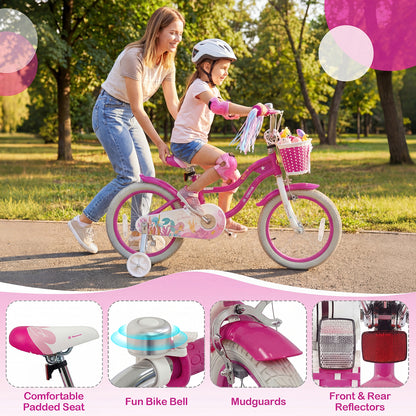 16-Inch Kids Bike Adjustable, Basket, Streamers, Rose Red Kids Bike at Gallery Canada