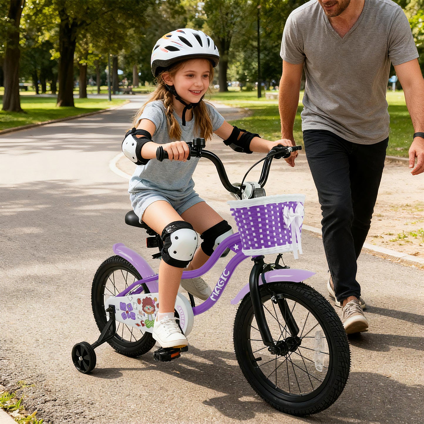 16 Inch Kids Bike with Training Wheels for Aged 4-7 Years Old - Magic Purple, Purple Kids Bike at Gallery Canada