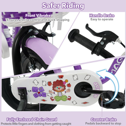 16 Inch Kids Bike with Training Wheels for Aged 4-7 Years Old - Magic Purple, Purple Kids Bike at Gallery Canada