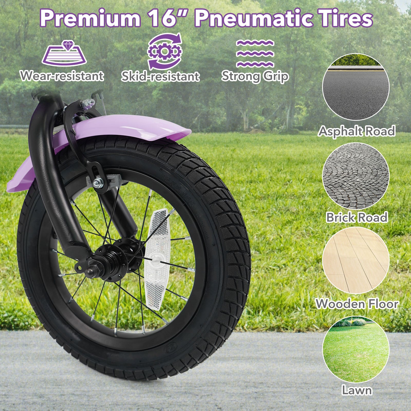 16 Inch Kids Bike with Training Wheels for Aged 4-7 Years Old - Magic Purple, Purple Kids Bike at Gallery Canada