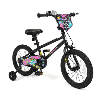16 Inch Kids Bike with Training Wheels for Ages 4-7 Years Old Black- Street Art Time, Black Kids Bike at Gallery Canada