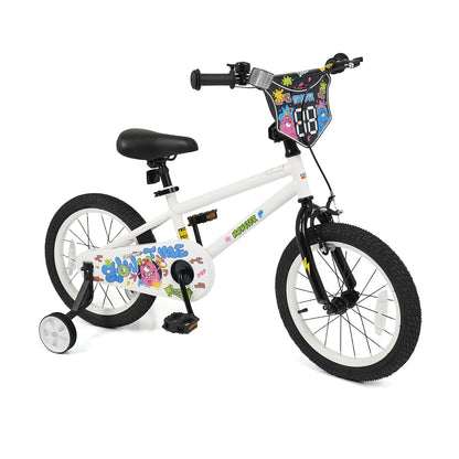 16 Inch Kids Bike with Training Wheels for Ages 4-7 Years Old White- Street Art Time, White Kids Bike at Gallery Canada