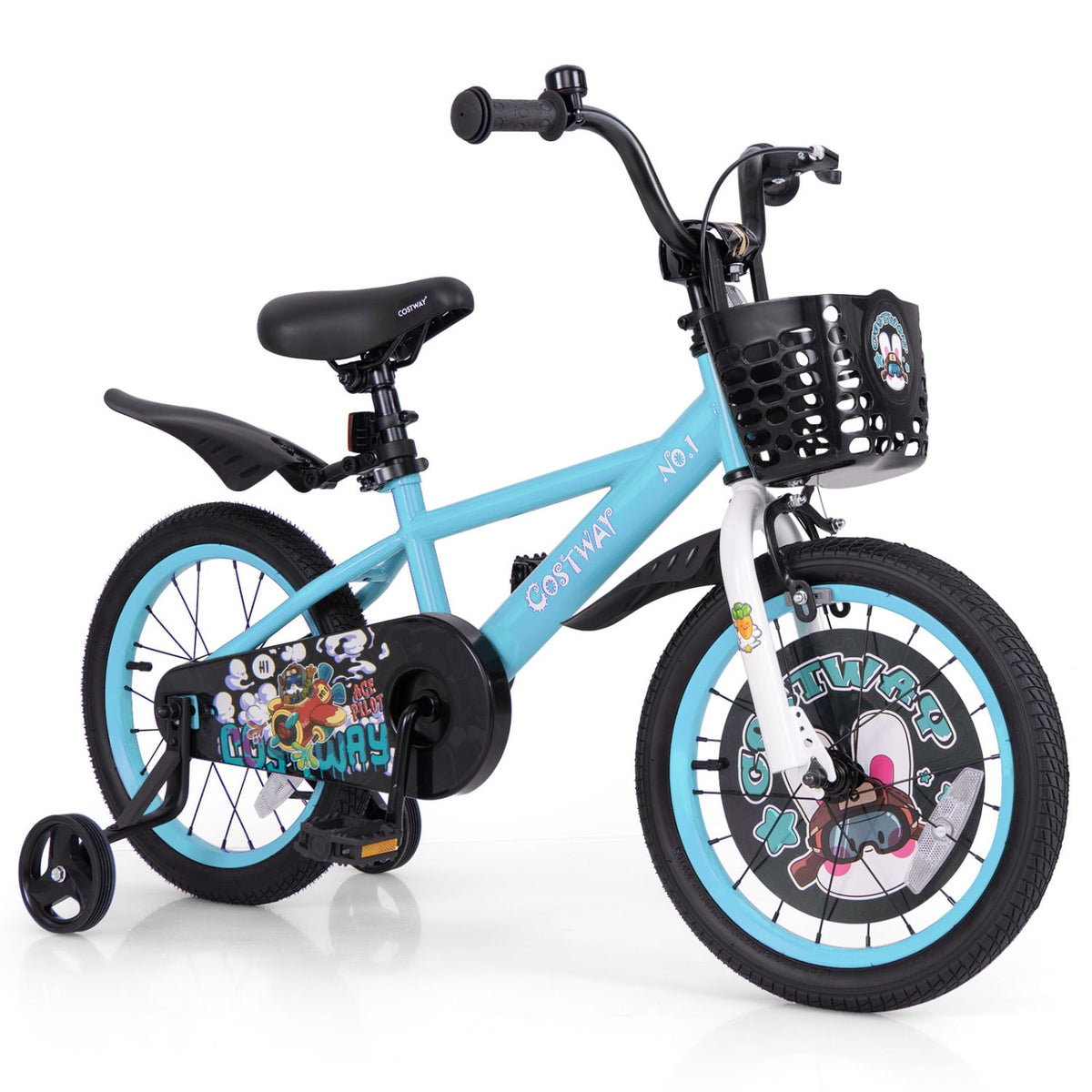 16 Inch Kids Bike, Adjustable Handlebar And Saddle, Blue Kids Bike Blue at Gallery Canada