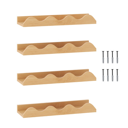16 Inch Kids Bookshelf Set, 4 Floating Nursery Shelves, Natural Bookcases Natural at Gallery Canada