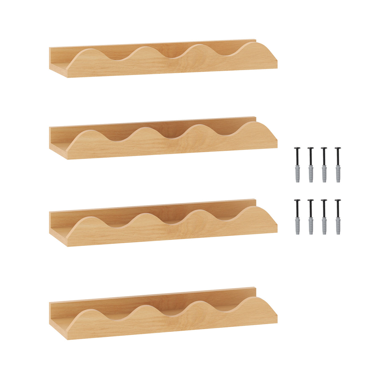 16 Inch Kids Bookshelf Set, 4 Floating Nursery Shelves, Natural Bookcases at Gallery Canada