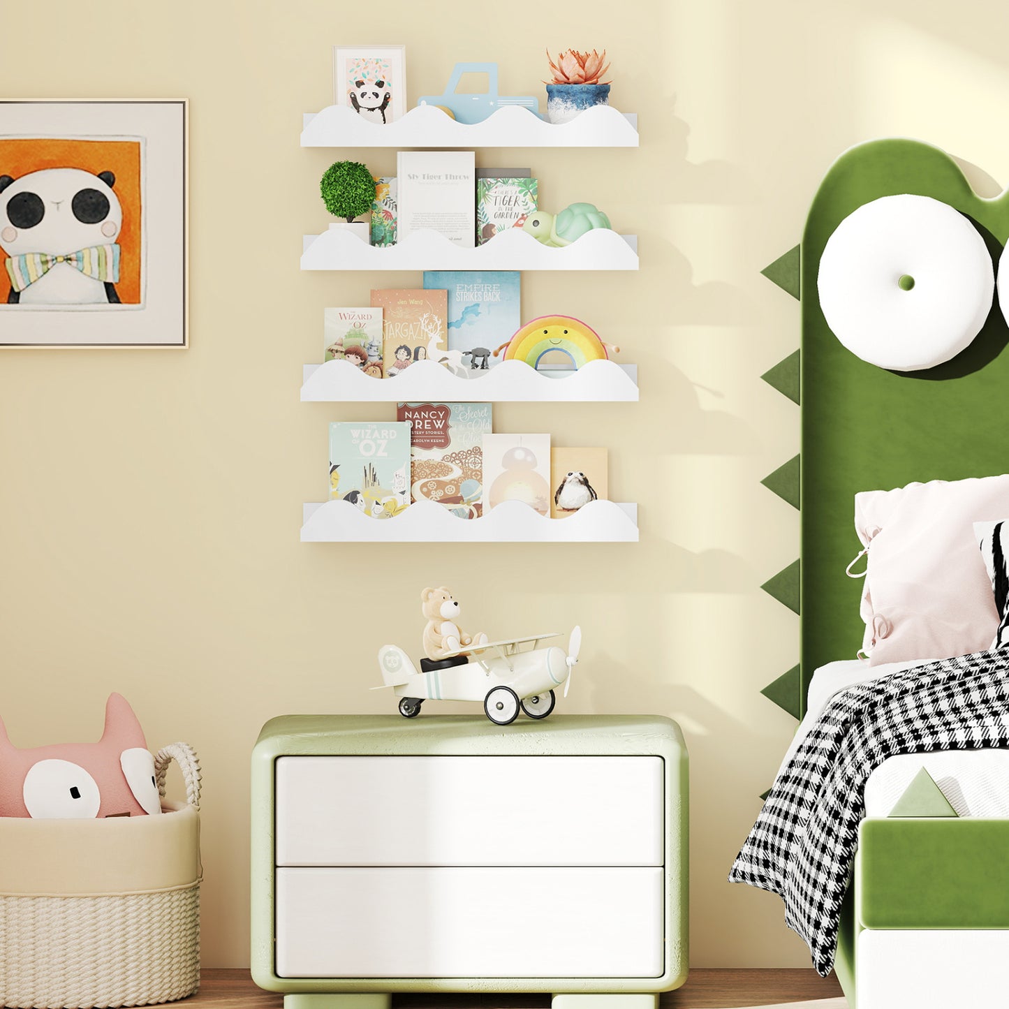 16 Inch Kids Bookshelf Set of 4 Floating Nursery Book Shelves for Decoration Book Toy Storage, White Bookcases at Gallery Canada