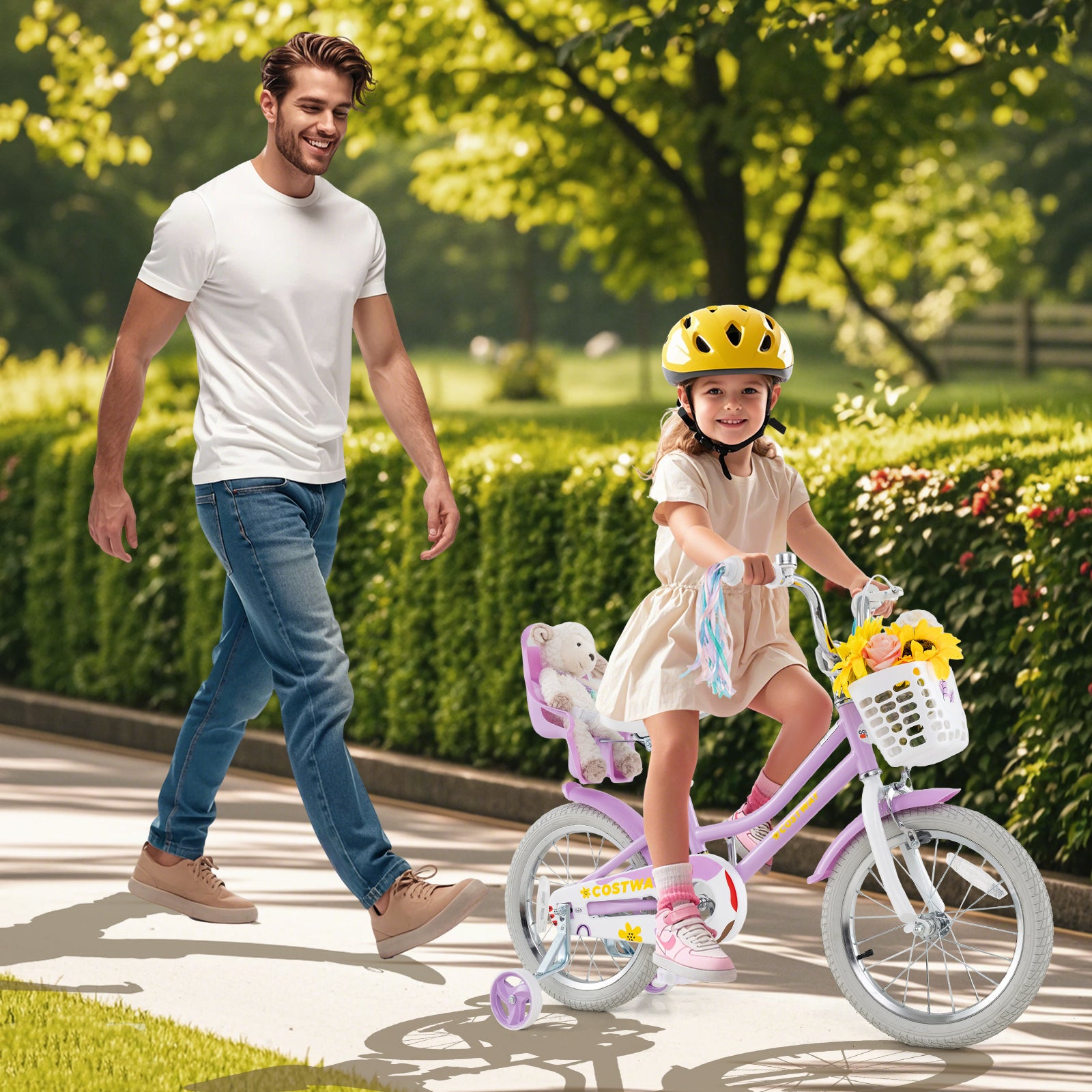 16 Inch Girls Bike, Doll Seat And Streamers, For Children 4-7 Years, Purple Kids Bike at Gallery Canada
