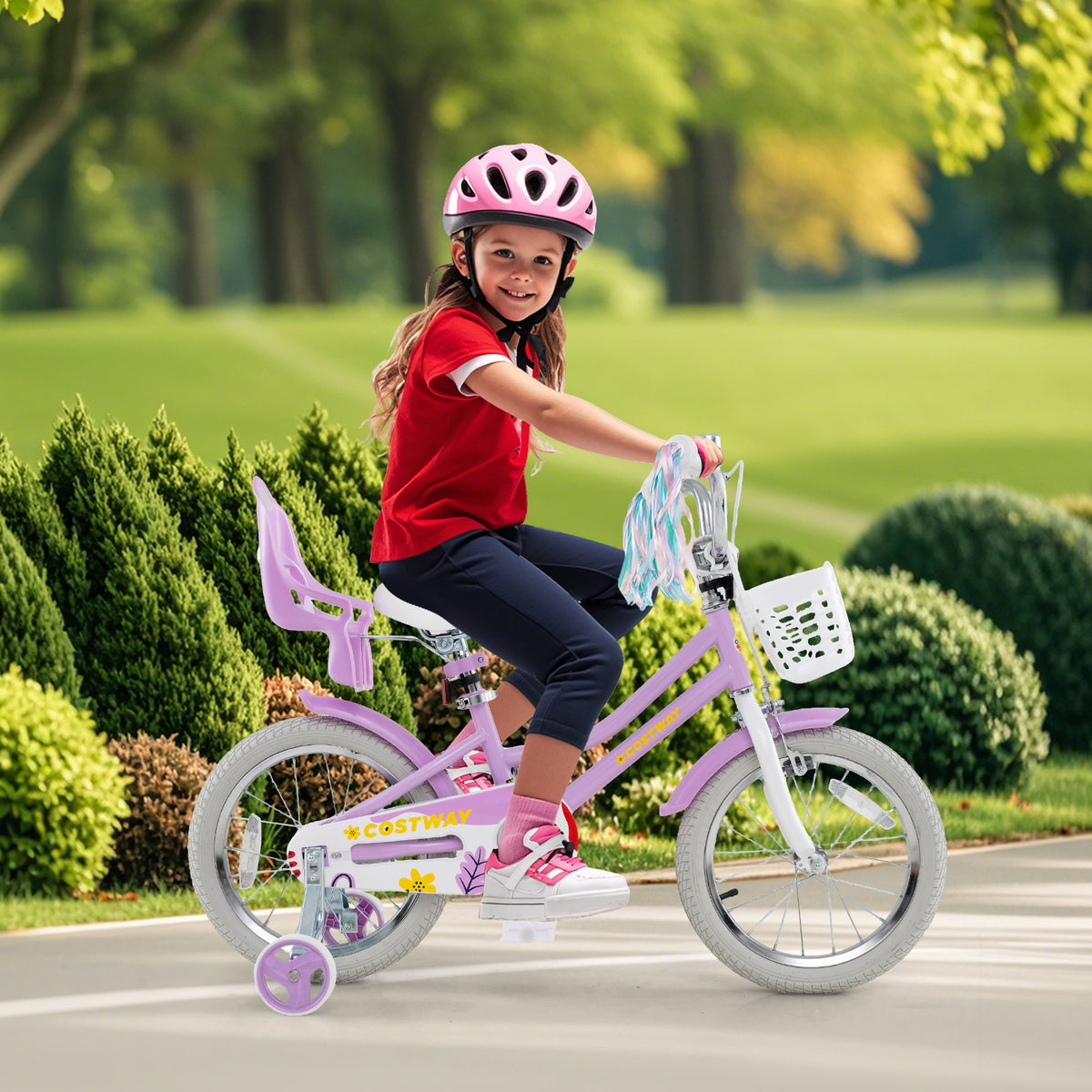 16 Inch Girls Bike, Doll Seat And Streamers, For Children 4-7 Years, Purple Kids Bike at Gallery Canada