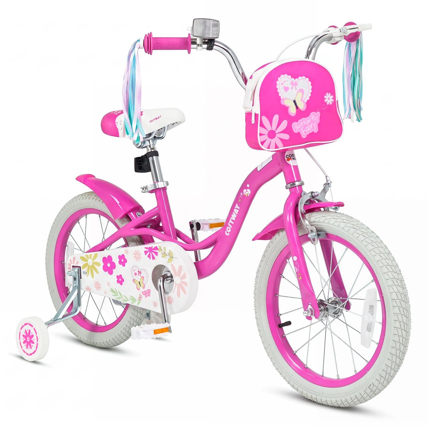 16-Inch Girls Bike, Front Bag & Streamers, Pink Kids Bike Pink at Gallery Canada