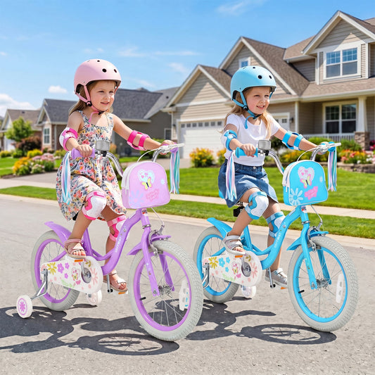 16 Inches Girls Bike, Front Bag, Streamers, Purple Kids Bike Purple at Gallery Canada