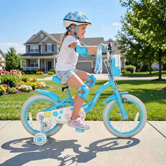 16" Girls Bike With Front Bag & Streamers, Blue Kids Bike Blue at Gallery Canada