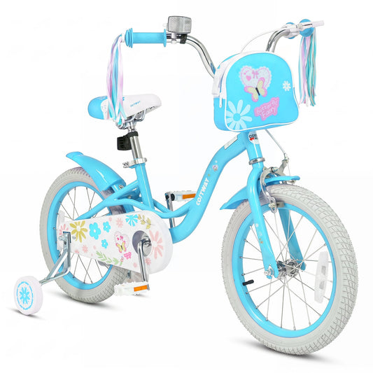 16" Girls Bike With Front Bag & Streamers, Blue Kids Bike Blue at Gallery Canada
