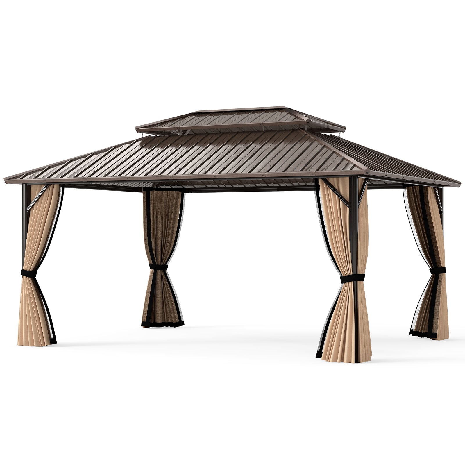 16 x 12 FT Hardtop Gazebo, Outdoor Pergola For Patio Garden Gazebos Coffee at Gallery Canada