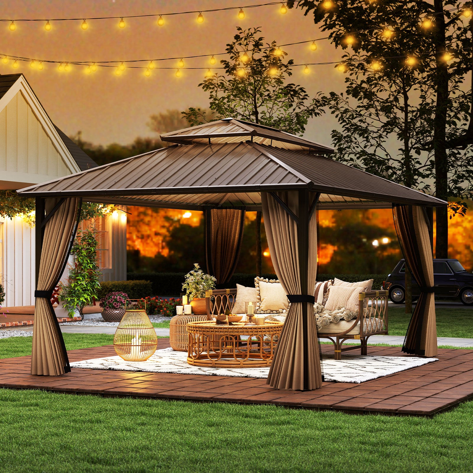 16 x 12 FT Hardtop Gazebo, Outdoor Pergola For Patio Garden Gazebos at Gallery Canada