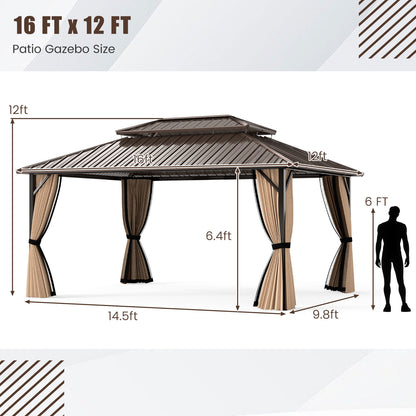 16 x 12 FT Hardtop Gazebo, Outdoor Pergola For Patio Garden Gazebos at Gallery Canada