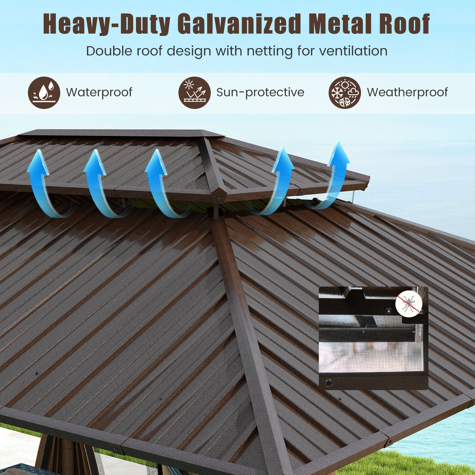16 x 12 FT Hardtop Gazebo, Outdoor Pergola For Patio Garden Gazebos at Gallery Canada