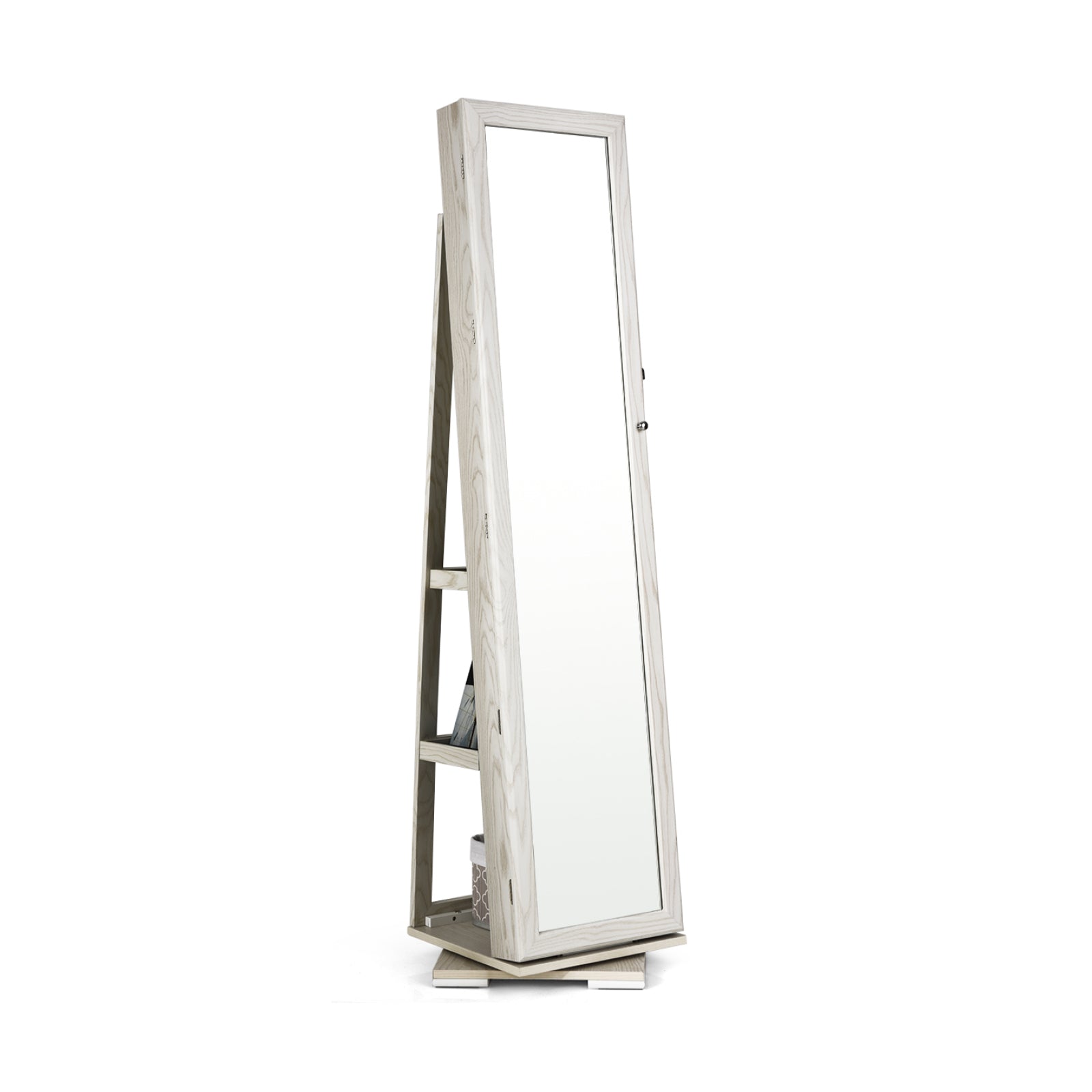Rotatable 2-in-1 Lockable Jewelry Cabinet, Full-Length Mirror, White Jewelry Armoires at Gallery Canada