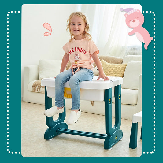5-in-1 Kids Activity Table Set, White Kids Table & Chair Sets White at Gallery Canada