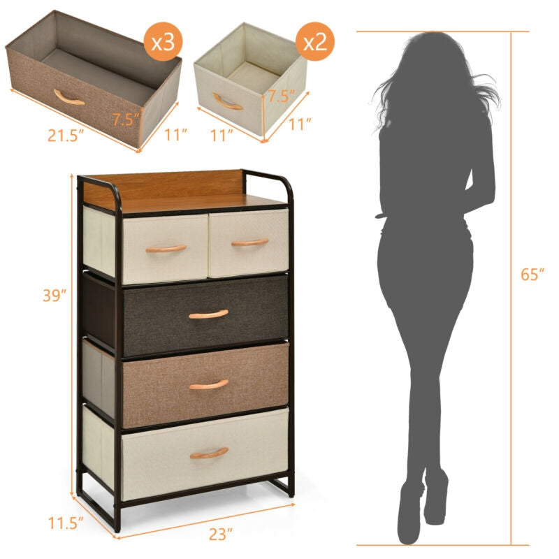4-Tier Organizer Tower, Steel Frame, Wooden Top, 5-Drawer Dresser, Multicolor Dressers & Chests at Gallery Canada
